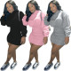 Autumn and winter models Pure color cotton sweater hooded mini dress