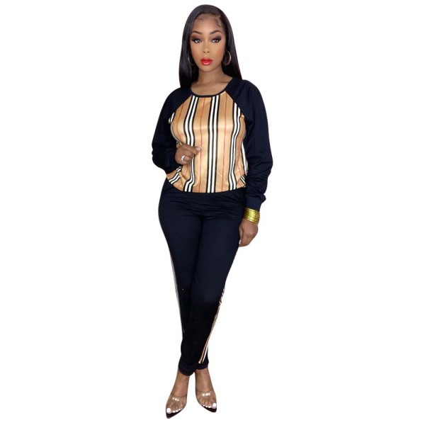 Fashion women's 2021 autumn and winter new printed casual two-piece suit