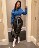 Women's sports casual hooded jacket short cropped velvet sweater