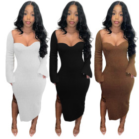 Sexy women's explosive fine pit strip high elastic dress