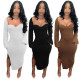Sexy women's explosive fine pit strip high elastic dress