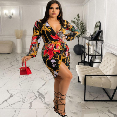 Women's,fashion,casual,printed,dress