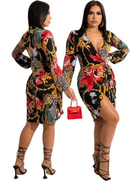 Women's,fashion,casual,printed,dress