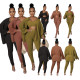 Women's solid color high elastic pits piled sleeves jacket single button three-piece suit