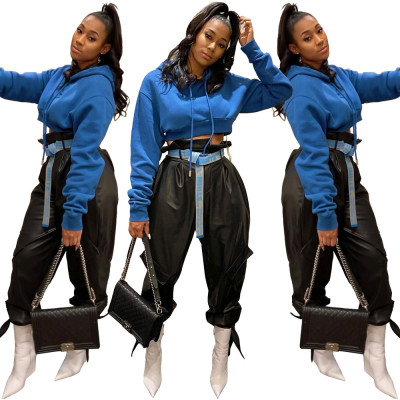 Women's sports casual hooded jacket short cropped velvet sweater