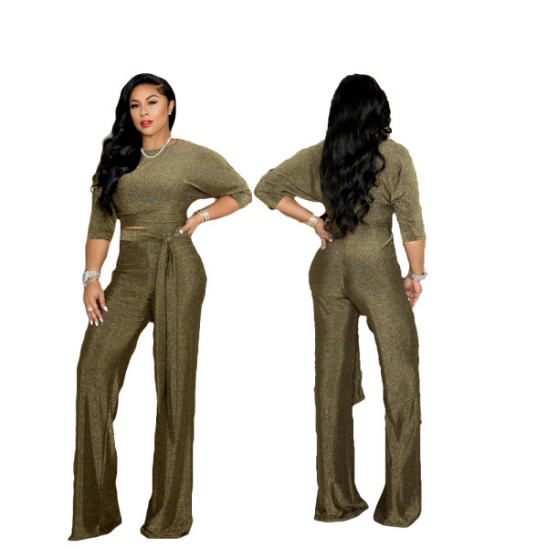 Christmas gift professional sequined 7-point sleeve two-piece suit