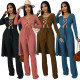 Women's,autumn,and,winter,nightclub,solid,color,pit,striped,lace,cardigan,flared,pants,two-piece,suit