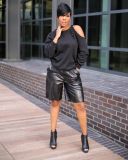2021 autumn and winter new style burnt flowers strapless sexy loose sweater
