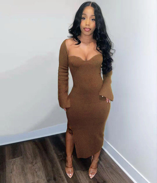 Sexy women's explosive fine pit strip high elastic dress