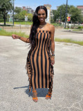 New temperament casual dress with fringed breasts on both sides