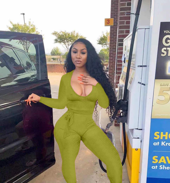 Women's,waist,waist,slimming,belt,V-neck,jumpsuit