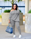 Autumn and winter women's clothing two-piece casual two-piece pleated lace-up pants