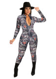 Women's 2021 Fall Skinny Sexy Printed Jumpsuit