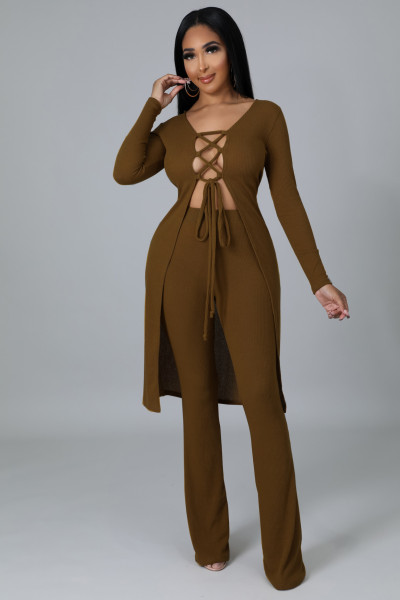 Women's,autumn,and,winter,nightclub,solid,color,pit,striped,lace,cardigan,flared,pants,two-piece,suit