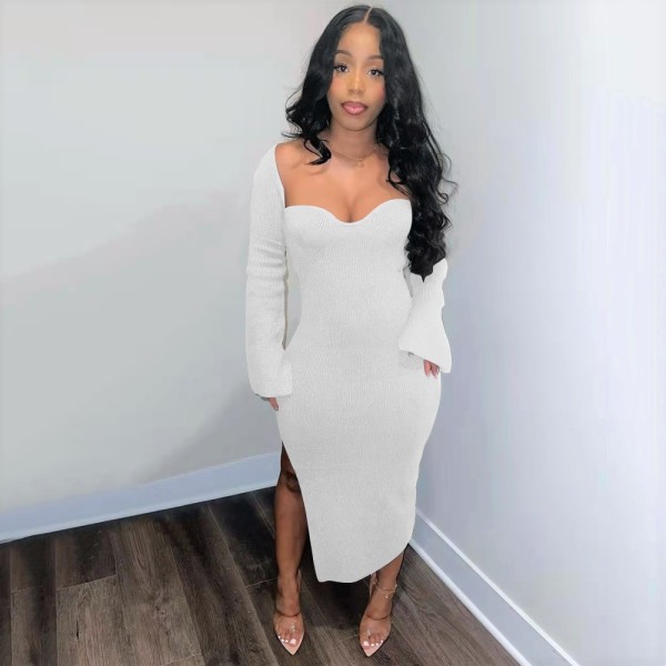 Sexy women's explosive fine pit strip high elastic dress