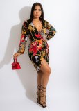 Women's,fashion,casual,printed,dress