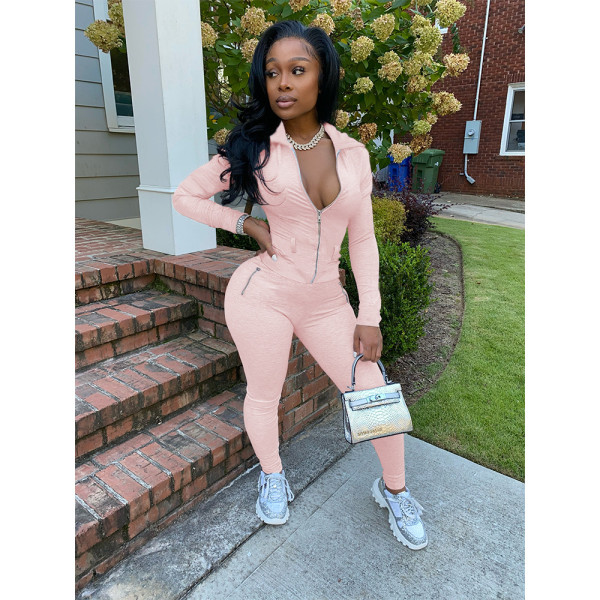 2021 autumn and winter new sports and leisure fashion zipper two-piece suit