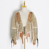 2021 autumn new personality design sense contrast color fight receiving waist careful machine coat jacket women