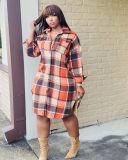 Ladies Fashion Hot Sale Classic Plaid Shirt Woolen Long Jacket