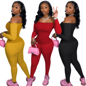 New sexy one-shoulder pit strip multicolor jumpsuit