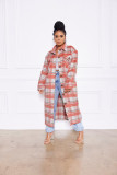 Casual fashion classic plaid single-breasted long woolen coat jacket