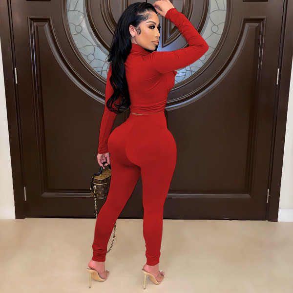 2021 new sexy fashion pocket shirt spring and autumn long sleeve two-piece suit