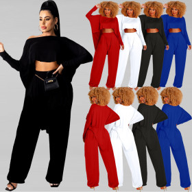 Sexy fashion casual loose bat top trousers suit