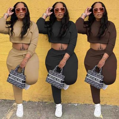 Pure color fashion loose autumn and winter sports leisure small sweater suit