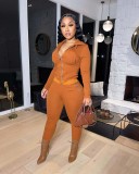 New fashion casual solid color thick velvet two-piece suit