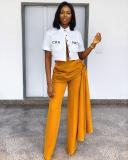 New casual fashion beltless straight mid-waist pants