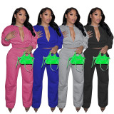 New women's loose pants, home casual, solid color ladies two-piece suit