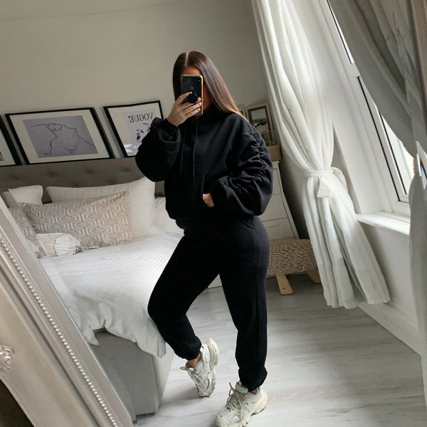 Quality new piled sleeve suit casual fashion sports suit