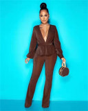 New casual flashing solid color with two-piece belt