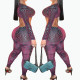 Women's spring and autumn sexy long-sleeved pattern print jumpsuit