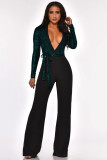 New women's ebay V-neck sequin stitching slim fit jumpsuit