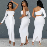 Women's single-sleeve strapless asymmetric fashion sexy skirt suit