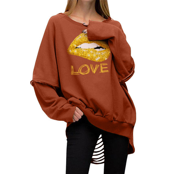 Fashion women's hot style solid color ripped holes and burnt flowers sexy sweater plus size women's clothing