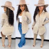 Women's 2022 spring new cute corduroy shirt dress