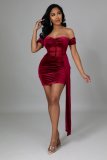 New women's high-stretch Korean velvet wrap chest slim sexy dress