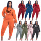 Plus size women's fashion casual suit solid color cotton oblique shoulder autumn and winter new two-piece suit