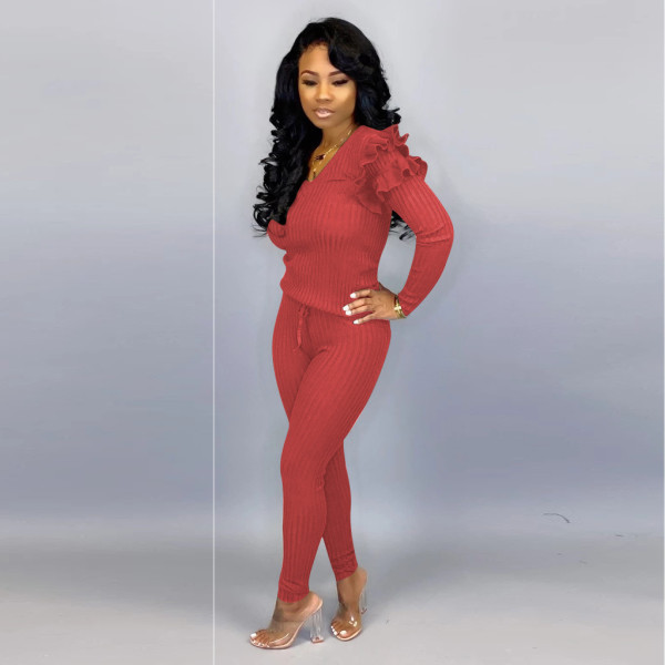 Cotton sexy women's fashion casual suit with wooden ears