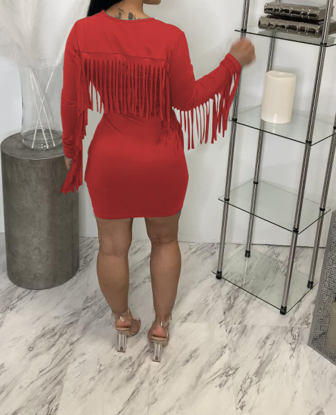 Sexy women's fringed dress