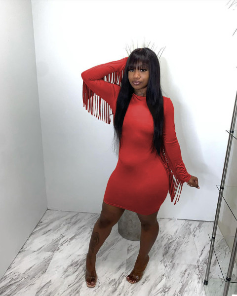 Sexy women's fringed dress