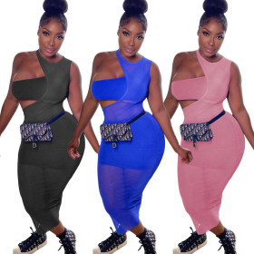 Spring and summer new women's cute suspenders, short skirts, mesh skirts, 3-piece set