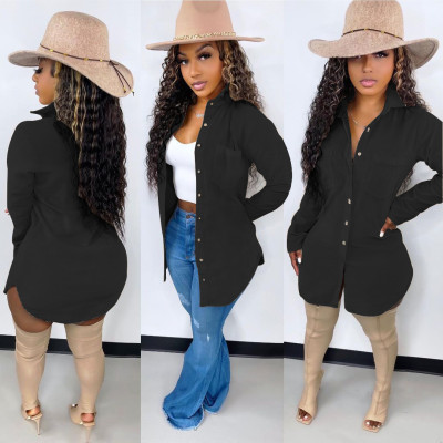 Women's 2022 spring new cute corduroy shirt dress