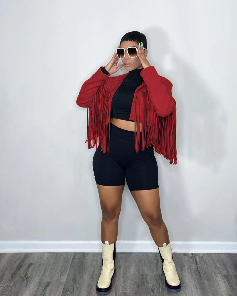 Women's cute jacket, small jacket with tassels