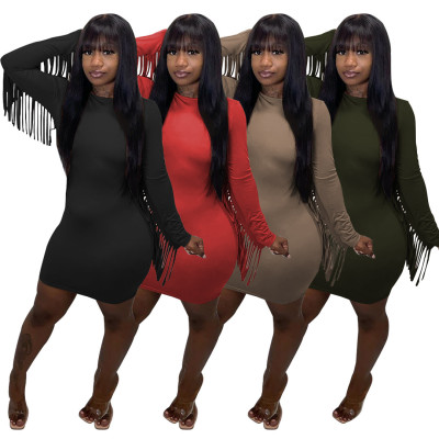 Sexy women's fringed dress