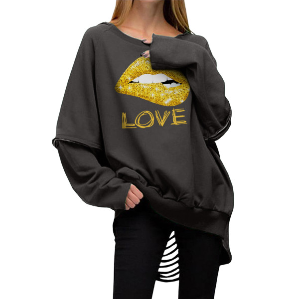 Fashion women's hot style solid color ripped holes and burnt flowers sexy sweater plus size women's clothing