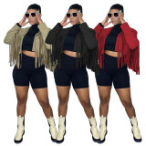 Women's cute jacket, small jacket with tassels