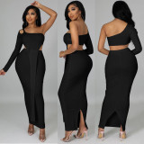 Women's single-sleeve strapless asymmetric fashion sexy skirt suit